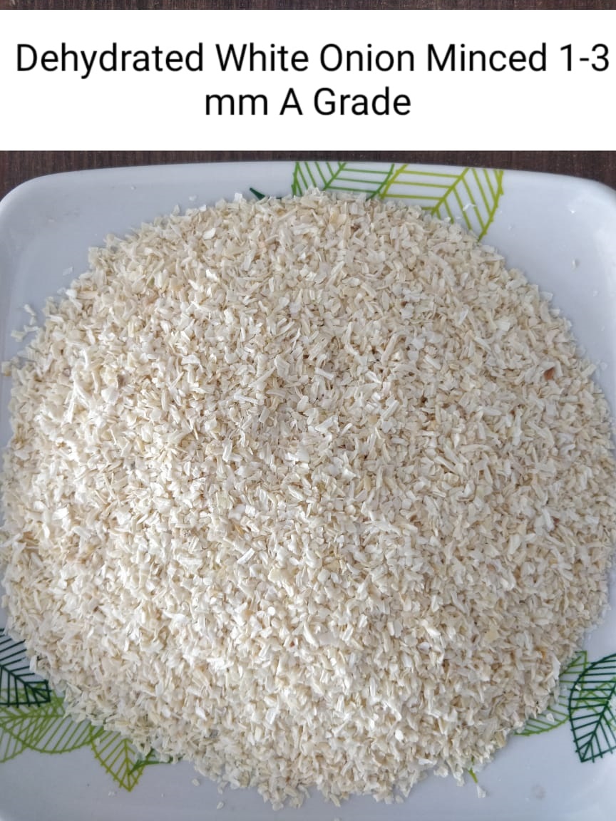 Premium Dehydrated White Onion Minced 1-3 mm Mahuva Gujarat India Exporter